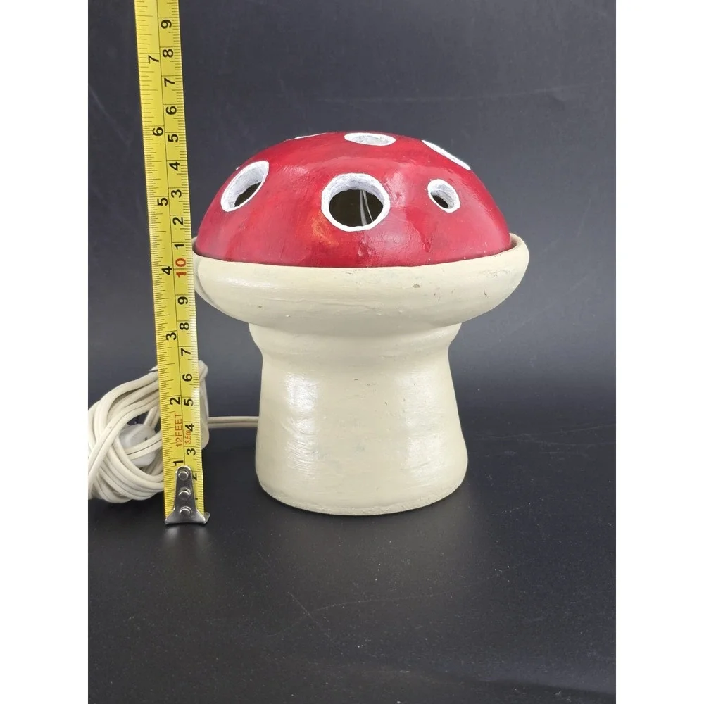 Vtg Toadstool Mushroom Table Lamp – Cozy Cottage Core Handmade Signed Artist